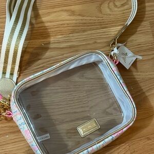 Lilly Pulitzer Clear Floral Crossbody Bag with Gold Accents
